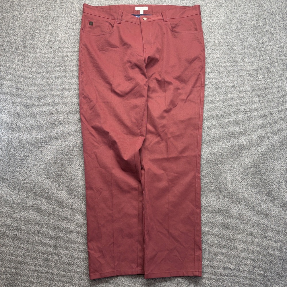 Peter Millar Mens 35x32 Maroon Five Pocket Pants Red Trousers Golf Casual
